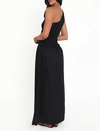 One Shoulder Maxi Dress in timeless black