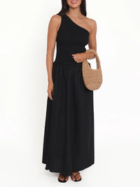 One Shoulder Maxi Dress in timeless black